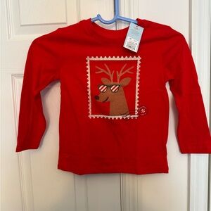 Cat & Jack Red Reindeer Long Sleeve Tee